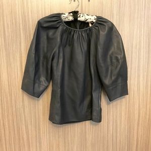 Rebecca Taylor Navy vegan leather top